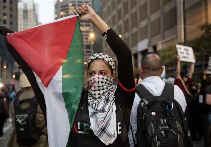 ببینید| تجمع حامیان فلسطین در واشنگتن همزمان با دیدار ترامپ و نتانیاهو