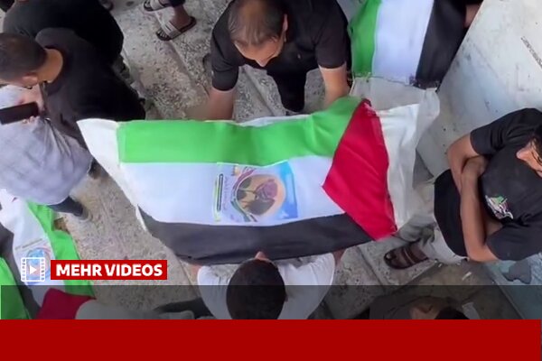 تشییع دسته جمعی پیکر ۱۰۰ شهید در غزه