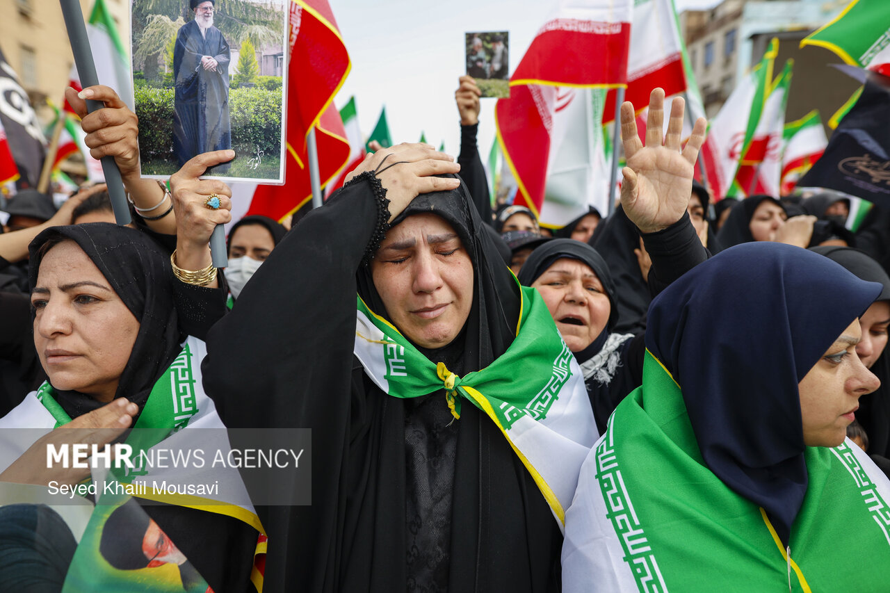 پیکر ۳ شهید حملات آمریکایی - صهیونیستی در خوزستان تشییع شد