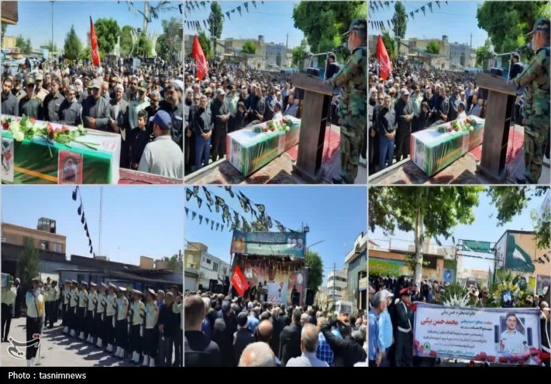 وداع باشکوه قروه با شهید فراجا؛ محمدحسن بیگی بر دستان مردم تشییع شد