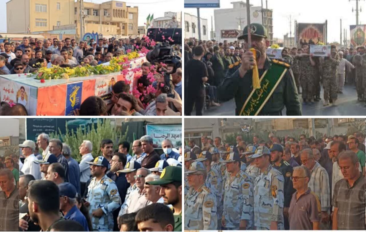 پیکر سه شهید در شهرستان دیر تشییع و خاکسپاری شد