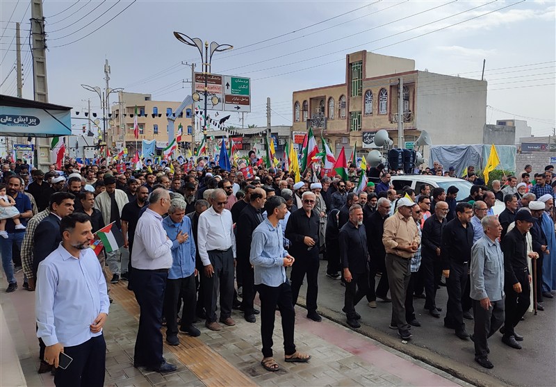 طنین فریاد «مرگ بر آمریکا و اسرائیل» در جنوب استان بوشهر